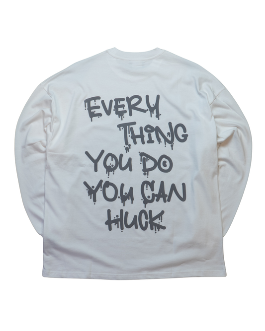 THE MOTTO OVERSIZED LONG SLEEVE T-SHIRT - WHITE