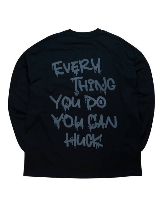 THE MOTTO OVERSIZED LONG SLEEVE T-SHIRT - BLACK